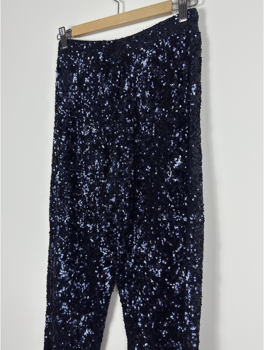Donna Karan New York Vintage 100% Silk Sequin Pants Navy Blue Size S Evening - Picture 9 of 9